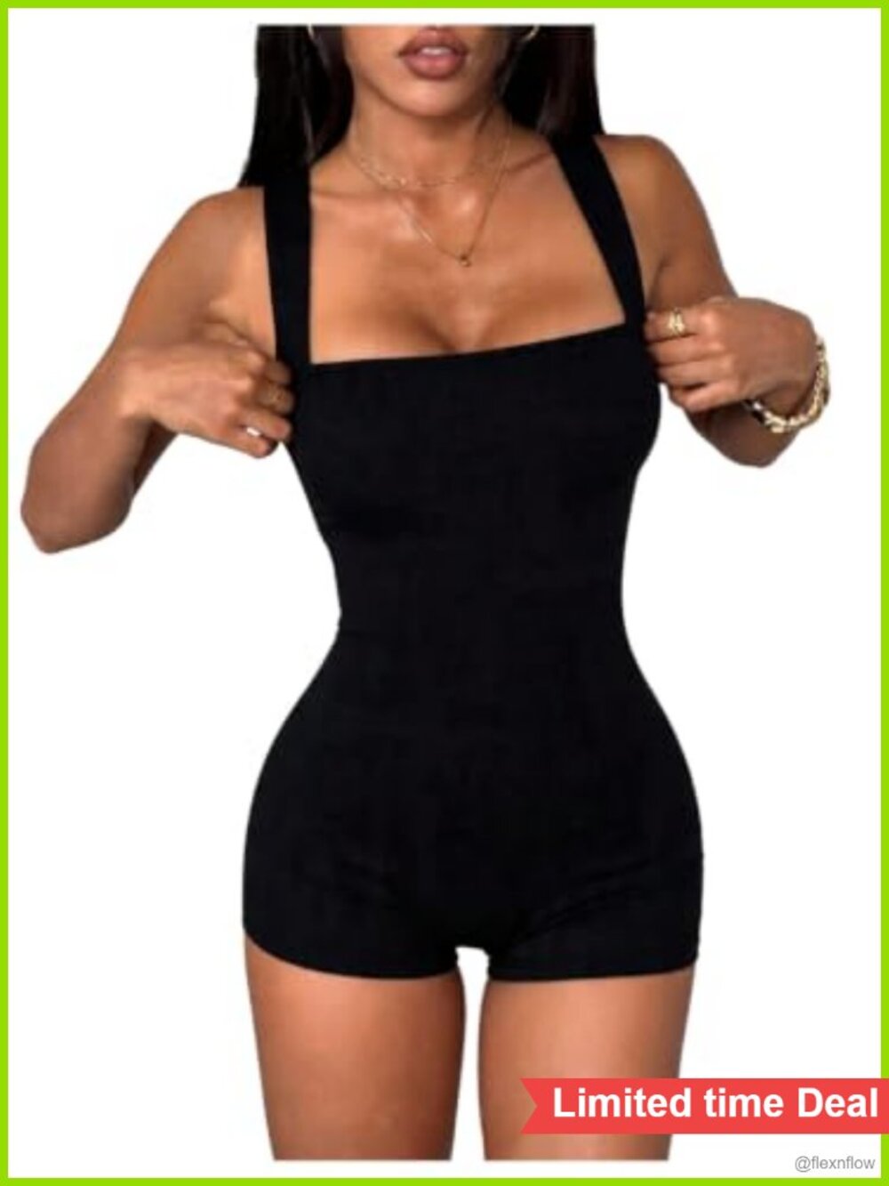 Square Neck Workout Romper Sleeveless Short Jumpsuit Y2k Unitard